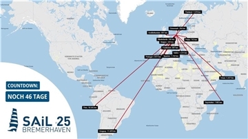 Diese Länder werden bei der Sail 25 im August mit ihren Schiffen vertreten sein. 