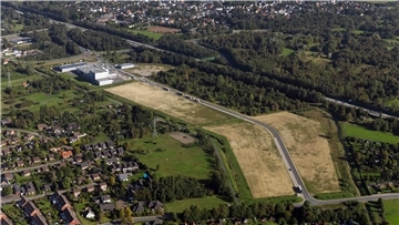 Diese Luftaufnahme zeigt das Gewerbegebiet Poristraße im Jahr 2012.