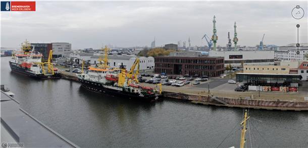 Warum Bremerhavens maritime Reize im Internet bald viel besser zu sehen sind Diesen Blick böte eine Installation auf dem Luft- und Raumfahrtzentrum in Richtung Hafen...