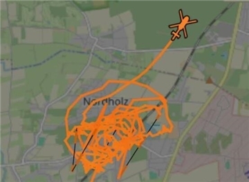 Screenshot von der Flugstrecke des Hubschraubers.