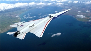 Dieser künstlerische Entwurf aus dem Jahr 2019 zeigt, wie das von der NASA in Auftrag gegebene neue Überschallflugzeug Lockheed Martin X-59 QueSST (kurz für Quiet SuperSonic Technology) aussehen könnte.