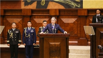 Ecuadors Präsident Guillermo Lasso während einer Sitzung der Nationalversammlung.
