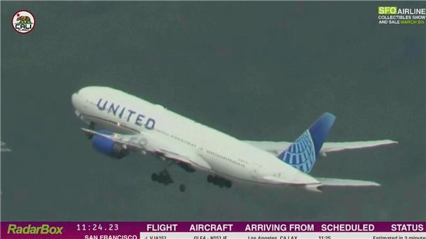 United-Maschine verliert Rad bei Start in San Francisco Eigentlich sollte diese Maschine in Japan landen, doch weil das Flugzeug schon beim Start ein Rad verlor, ging es nur von San Francisco nach Los Angeles.