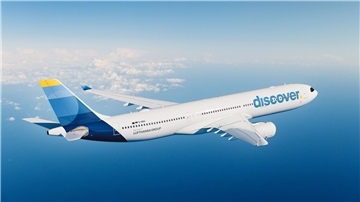 Ein Flugzeug der discover.airlines.