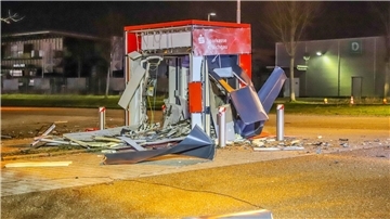 Ein gesprengter Geldautomat in Bruchsal.