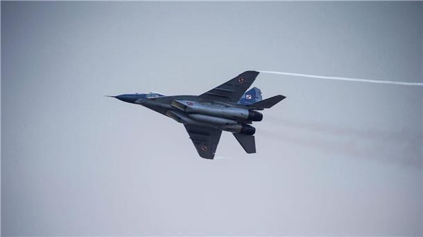 Polen will in Kürze vier Kampfjets an Ukraine liefern Ein MiG-29-Kampfjet der polnischen Luftwaffe bei einer Luftfahrtschau.