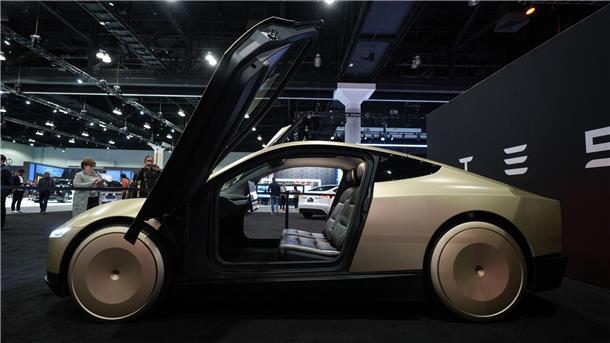 US-Verkehrsbehörde hat viele Fragen zu Musks Robotaxi-Plänen Ein Robotaxi-Fahrzeug ohne Lenkrad und Pedale will Tesla von 2026 an bauen. (Archivbild)