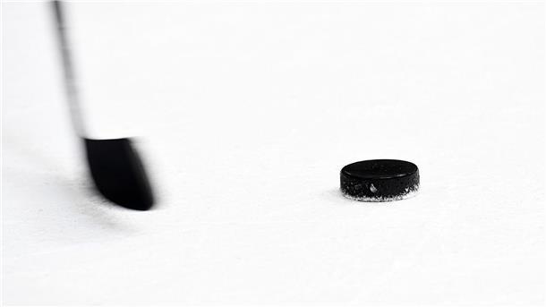 Ein Schlittschuh hebt den Torrahmen an, in diesem Moment rutscht der Puck ins Netz.