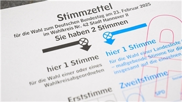 Ein Stimmzettel für die Bundestagswahl 2025.