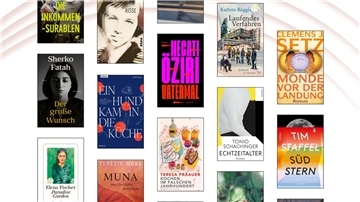 Ein Teil der insgesamt zwanzig Titel umfassenden Longlist für den Deutschen Buchpreis.