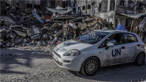 Ein UN-Fahrzeug in Rafah.