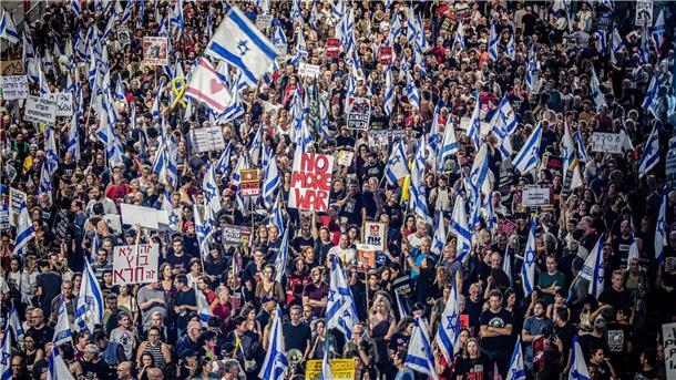 Eine Demonstration von Regierungsgegnern in Tel Aviv..