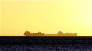 Eine Gruppe Öltanker liegt auf dem Meer. (Symbolbild)