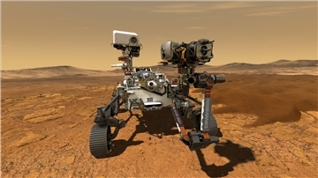 Eine undatierte Computer-Simulation zeigt den Nasa-Rover «Perseverance» auf der Marsoberfläche im Einsatz. Der nächste Mars-Rover der US-Raumfahrtbehörde Nasa soll Mitte Juli zum Mars starten.