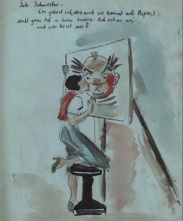 Eine Zeichnung von Marion Baruch, die im Ghetto in Minsk umkommt.