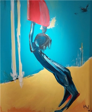 Bild des Bremerhavener Künstlers Harro Hanella, Teil einer Ausstellung in der Galerie 78 in Bremerhaven