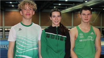 Erfolgreiche Teilnehmer bei den Landesmeisterschaften U20 und U16 in Hannover (von links): Dennis Schmidt, Tamina Heller (beide TV Langen) und Lasse Daut (TSV Wehdel).