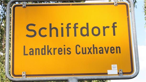 Ortsschild Schiffdorf im Landkreis Cuxhaven