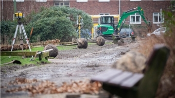 Es geht los mit der Neubepflanzung des Waldemar-Beckè-Platzes mit 52 jungen Eichenbäumen. Die Bremerhavener Firma Grewe führt die Pflanzarbeiten rund um den Platz durch. Die Arbeiten sind Teil des städtischen großen Klima-Projektes „Reset“.