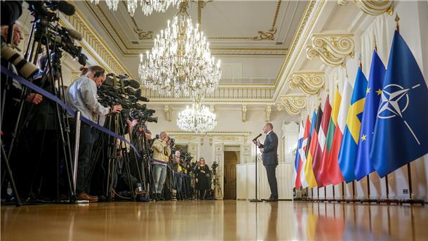 „Es gibt viele Herausforderungen“: Bundeskanzler Olaf Scholz (SPD) beim Nato-Ostseegipfel zum Thema Sicherheit im Ostsee-Raum.