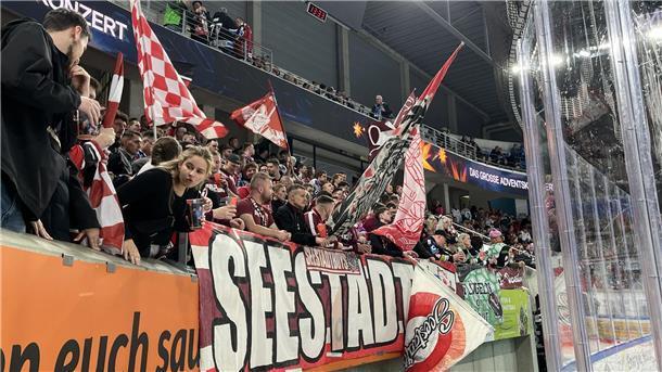 Bremerhavener Eishockeyfans auf der Tribüne in Dresden