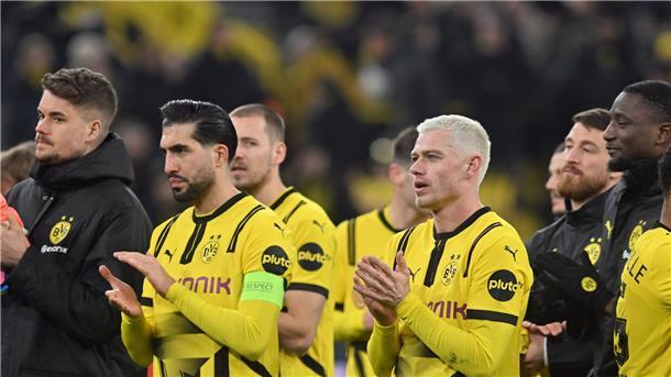 „Nicht mehr als nötig“: Tristes 0:0 bringt Dortmund weiter Euphorie sieht anders aus: Emre Can und seine Teamkollegen.