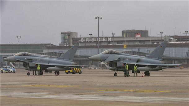 Eurofighter der Luftwaffe trainierten bei „Richthofen Shield 2025“ auf zivilen Flughäfen in Bremen und Münster-Osnabrück.