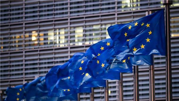 Europaflaggen vor dem Sitz der EU-Kommission.