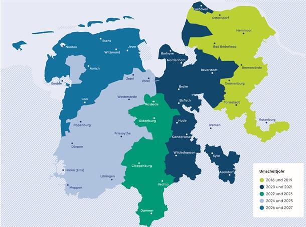 EWE Netz arbeitet sich nach einem genauen Zeitplan von Osten nach Westen vor.