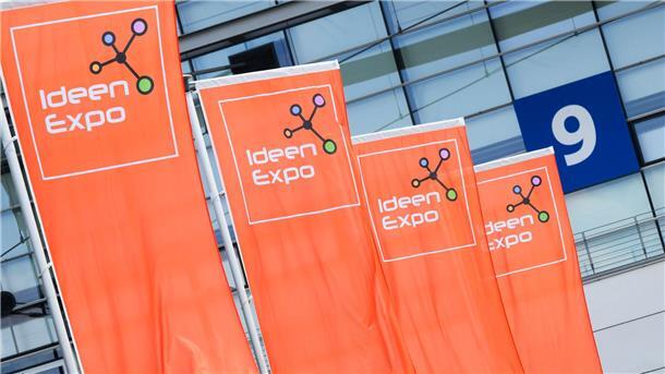 IdeenExpo mit Besucherrekord zu Ende gegangen Fahnen wehen bei der IdeenExpo 2024.