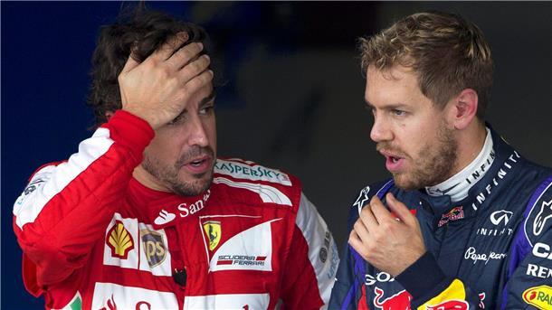 Fernando Alonso (l) verzweifelte an Vettel.
