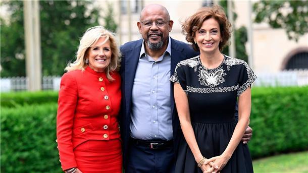 Unesco würdigt Rückkehr der USA als Stärkung First Lady Jill Biden (l), Schauspieler Forest Whitaker und Unesco-Generaldirektorin Audrey Azoulay in Paris.