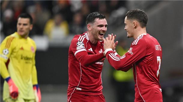 71 Treffer: Torreichster Spieltag in der Champions League Florian Wirtz (r) freute sich mit Liverpool über gleich fünf Tore gegen Frankfurt.