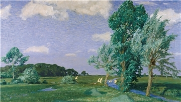 Fritz Overbecks Gemälde "Badende Jungen an der Aue" ist im Bremer Overbeck-Museum zu sehen. Es ist eines von vielen, das von den Wolken inspiriert wurde. Zeitgenosse Benjamin Beßlichs Werke sind ebenfalls ausgestellt und noch bis zum 8. November zu sehen. Anne Stürzer erzählt hier die Geschichten hinter den Bildern.