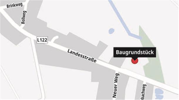 Karte mit Baugrundstück.