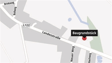 Karte mit Baugrundstück.