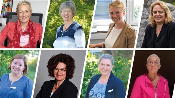 Geballte Frauenpower (von links): obere Reihe Katja Link, Elke Voß, Julia Czychelski, Kerstin Norda, untere Reihe Julia Binkowski, Karina Kramer, Dr. Isabell Tolmien-Burfeindt. Wenn man Museumsleiterin Dr. Ulrike Schick (unten rechts) noch hinzuzählt, sind es mehr als die Hälfte der 15 Amtsleiter beim Kreis. Fotos Landkreis/Collage Schnibbe