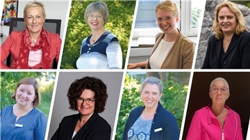 Geballte Frauenpower (von links): obere Reihe Katja Link, Elke Voß, Julia Czychelski, Kerstin Norda, untere Reihe Julia Binkowski, Karina Kramer, Dr. Isabell Tolmien-Burfeindt. Wenn man Museumsleiterin Dr. Ulrike Schick (unten rechts) noch hinzuzählt, sind es mehr als die Hälfte der 15 Amtsleiter beim Kreis. Fotos Landkreis/Collage Schnibbe