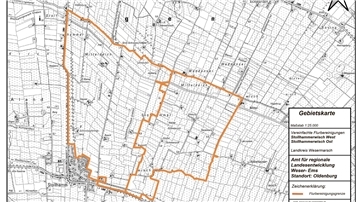 Gebietskarte der Flurbereinigungsverfahren Stollhammerwisch West und Stollhammerwisch Ost.