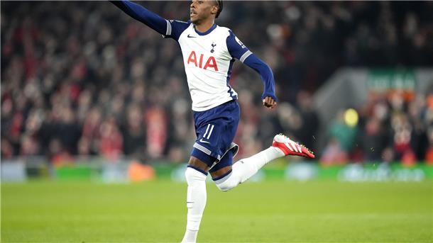 Glücklos: Ex-Bayern-Profi Mathys Tel hatte mit seinem neuen Club Tottenham Hotspur das Nachsehen.