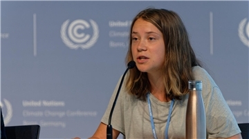 Greta Thunberg bei den UN-Klimaverhandlungen in Bonn.