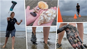 Gummistiefelweitwurf, Muscheln fühlen, Geschicklichkeitsparcours: Vor Dorum-Neufeld an der Wurster Küste können sich Kinder zwischen 7 und 12 Jahren bei verschiedenen Watt-olympischen Disziplinen messen.