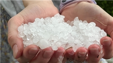 Hagelkörner nach einem Unwetter.