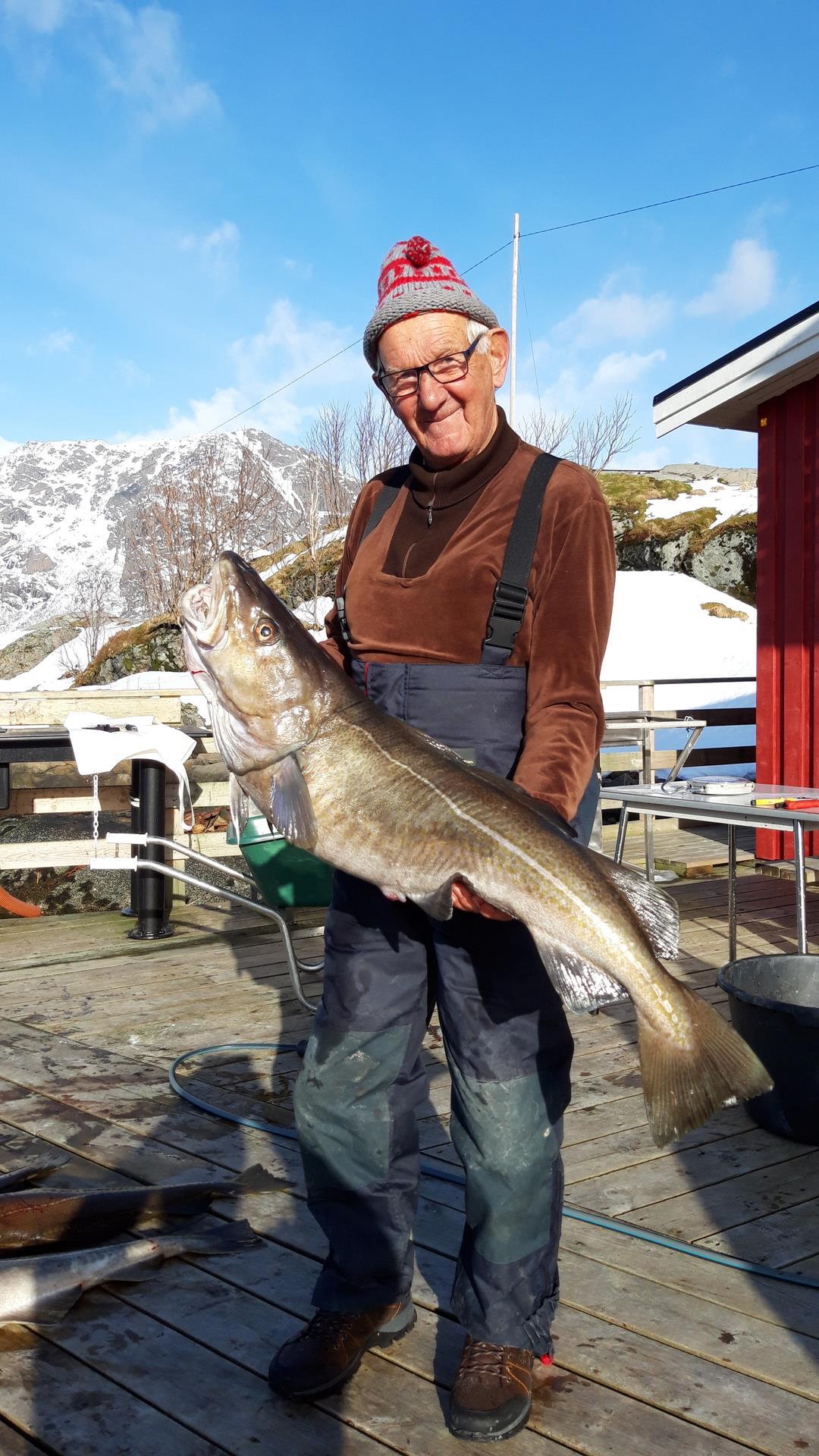 Hans Schmidt mit einem 25 Kilogramm schweren Dorsch.