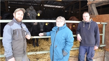 Hauke, Hannelore und Christoph Hubert (von links) sind sehr zufrieden mit ihren Angus-Rindern.