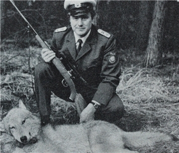 Heinz-Werner Hellbaum mit dem vor 50 Jahren von ihm bei Bötersen erlegten Wolf.
