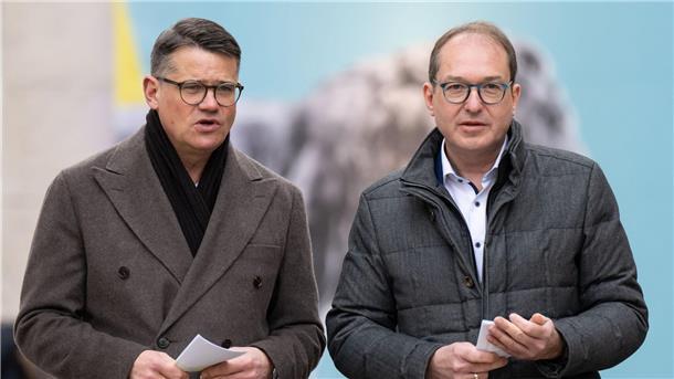 Union wettert in Seeon gegen „Ampel-Gehampel“ Hessens Ministerpräsident Boris Rhein (l) und CSU-Landesgruppenchef Alexander Dobrindt sind auf der Klausur in Seeon bereits im Wahlkampfmodus