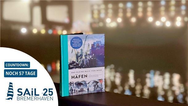 Buchtipp im Sail-Countdown: Blick auf einen nächtlichen Hafen, davor ein Buchcover.