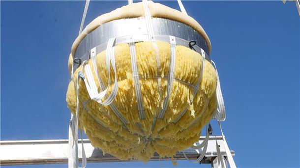 Schwebt ein Kloß in den Topf Hunderte Kilogramm wiegt dieser Kartoffelkloß.