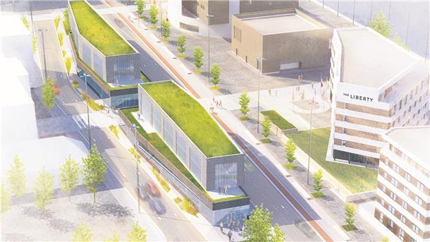 Idee aus dem Jahr 2017: Durch einen neuen Zuschnitt des Straßenprofils und des viel zu breiten Fußwegs vor dem Auswandererhaus könnte in der Mitte Raum für Bebauung gewonnen werden. Was Andreas Heller entwarf, basierte auf Ideen eines World Cafés.